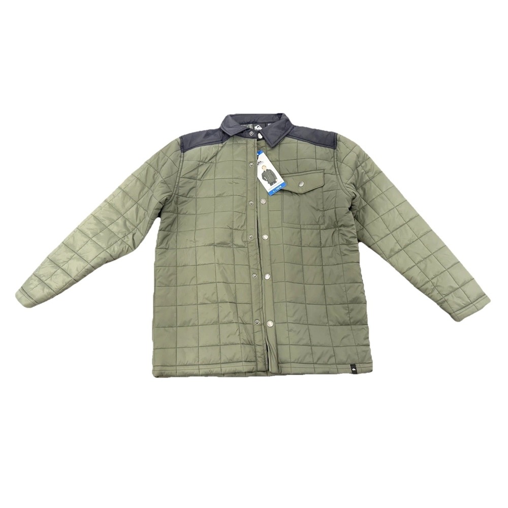 Quiksilver Youth Insulated Shirt Jacket Olive Green/Black Large 14/16 Puffer NWT